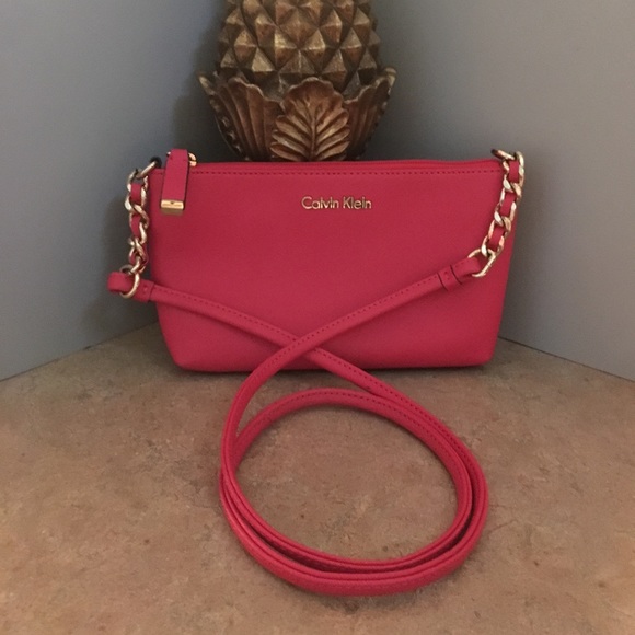 CALVIN KLEIN Handbags - CALVIN KLEIN PINK PURSE WITH LONG STRAP-LIKE NEW